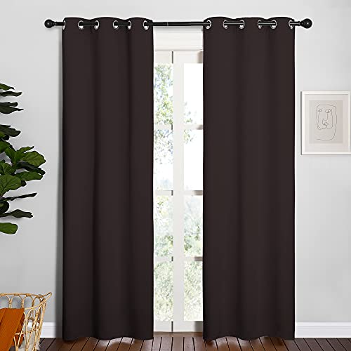 NICETOWN Thermal Blackout Curtains, 34x84-Inch, Toffee Brown - 2 Panels