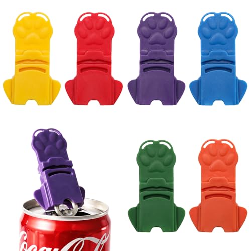6-Pack One-Handed Soda Can Opener with Dust Covers for Cans