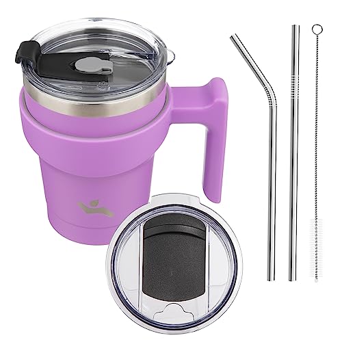 Konokyo Insulated 10 oz Tumbler with Handle & Straw - Lavender
