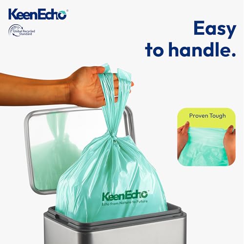 KeenEcho 2 Gallon Green Trash Bags with Handles - 50 Count, Sage & Sea Salt Scented
