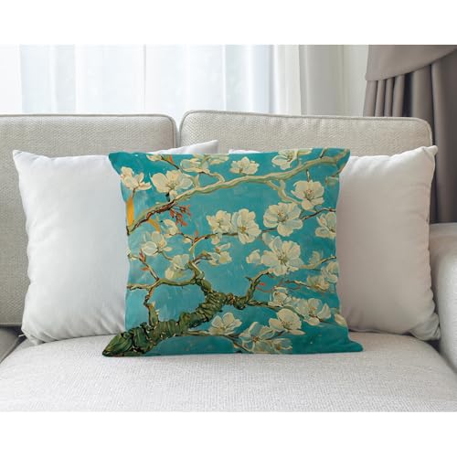 Van Gogh Almond Blossom Pillow Cover 18x18 Inch Cotton Linen