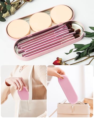 12-Piece Professional Makeup Brush Set with Storage Case and Puffs
