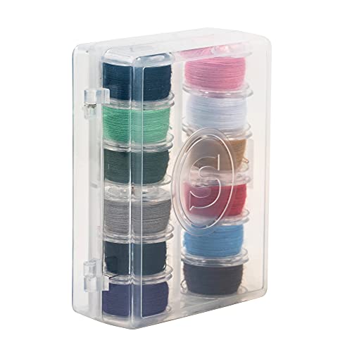 SINGER 21495 Class 15 Transparent Threaded Bobbins - Assorted Colors, 12-Count (Variation: Single)
