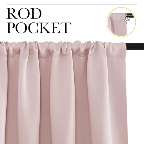 NICETOWN Blackout Curtains - 42" x 63" Blush Pink Thermal Insulated Drapes