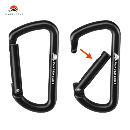 2 Pack Carabiner Clips, 3.2" Lightweight D Shape Carabeaner, Strong and Heavy Duty Hold Max 12KN (2697 lbs Each) for Large Dog Leash, Camping, Hiking, Hammock, Keychains