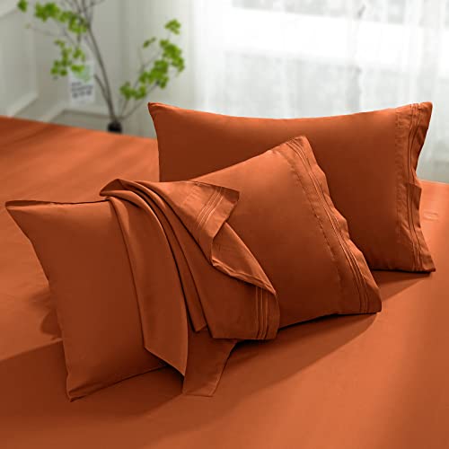 Aormenzy Standard Pillowcases - 2-Piece Microfiber Set, Rust