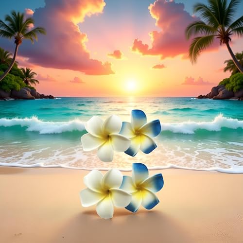 Myuiao 4PCS 7cm Hawaiian Frangipani Foam Flower Hair Clips