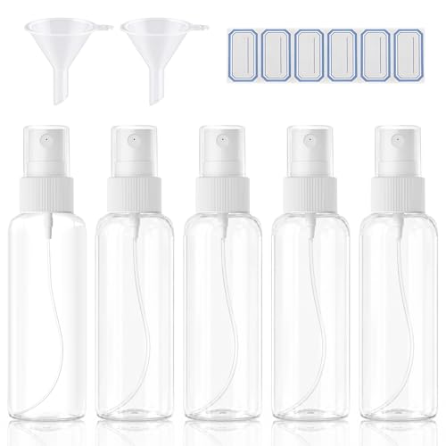 DreiWasser 5-Pack 3.4oz Clear Plastic Spray Bottles for Travel and Essential Oils
