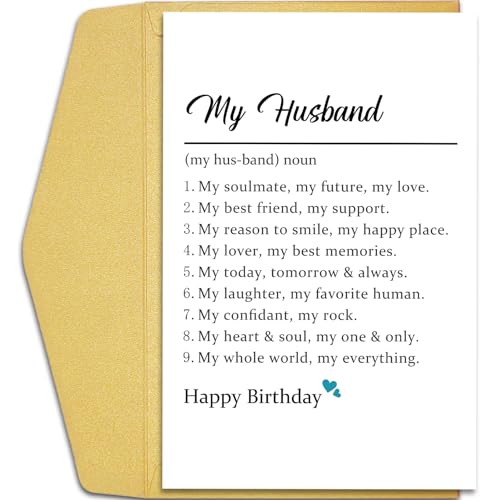 Romantic Birthday Card for Husband | Funny Definition & Poem