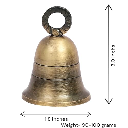 Indian Brass Jingle Bells for Home Decor Crafting & Door Decorations - 4 Plain