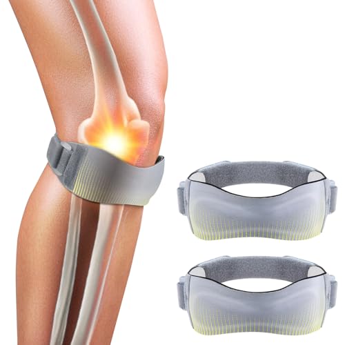 2 Pcs Silicone Patellar Tendon Support Strap Ergonomic Pad for Patellar Tendon Support Adjustable Non-slip Patella Band Stabilizer Knee Brace for Jumpers Knee Tendonitis Ball Sports