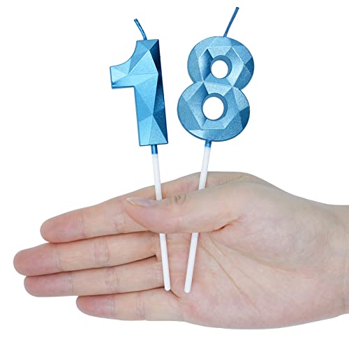 Blue 3D Number Birthday Candles - 16 & 61 Shaped Decoration