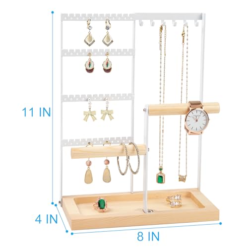 Lengnoy White 11 IN 4-Tier Jewelry Organizer Stand for Earrings, Necklaces & Bracelets