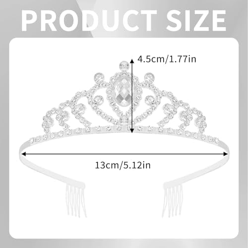 Aprince Silver Crystal Tiara Princess Crown Headband for Women