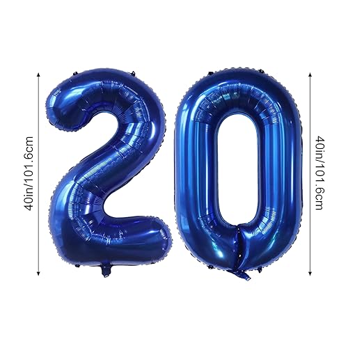 40 Inch Navy Blue Number 20 Foil Balloon for Birthday & Wedding