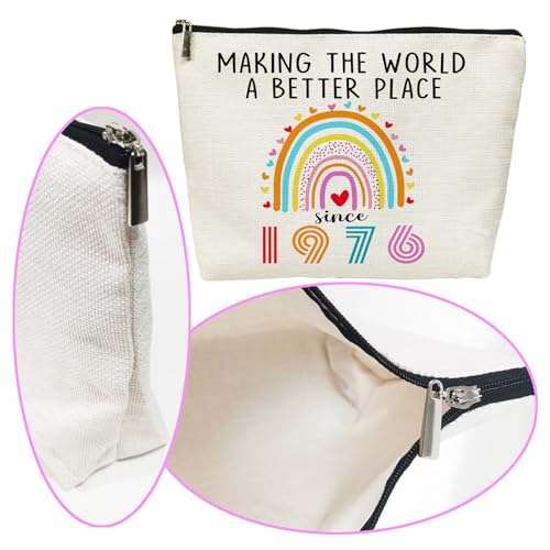 50th Birthday Makeup Bag for Women 1976 Waterproof Cosmetic Pouch