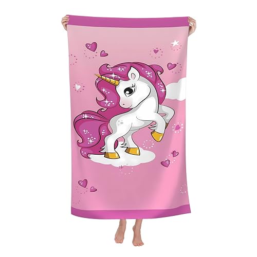 Personalized Unicorn Beach Towel for Kids - Quick Dry Microfiber 30"x60"