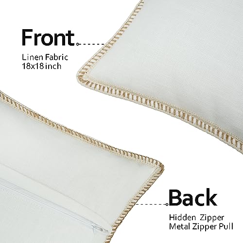 Merrycolor Set of 2 Beige Farmhouse Decorative Pillow Covers - 18x18 Inch