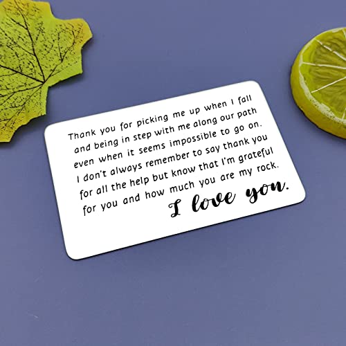 Engraved Metal Wallet Insert Card Romantic Appreciation Gift for Husband Boyfriend