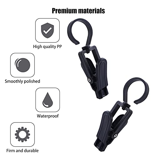 Heavy-Duty Rotating Laundry Hook Clips - 10 Pack Black Organizer