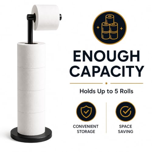 ZISH Freestanding Toilet Roll Holder - Stainless Steel Paper Organizer
