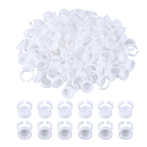 CCINEE 100pcs Disposable Eyelash Extension Glue Rings Adjustable Plastic Holders