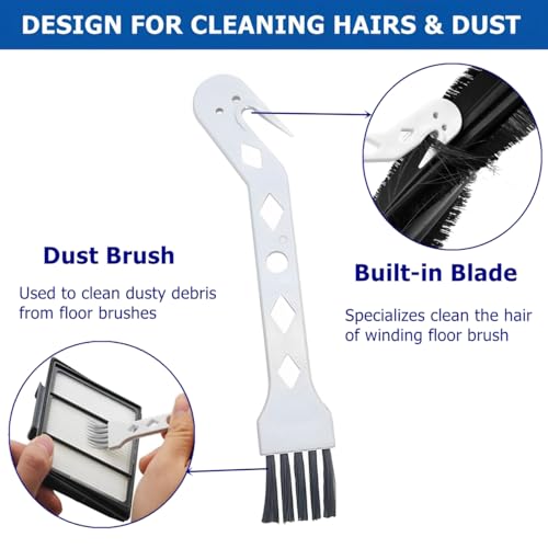2-Pack White Handheld Vacuum Cleaning Brush for Hair & Dust