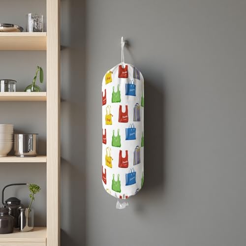 TIBAOLOVER Cat Plastic Bag Holder - Wall Mount Grocery Bag Organizer