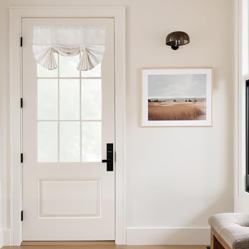 NICETOWN Linen Door Curtain, 36" x 72" Cream White No-Drill Tie-Up Shade