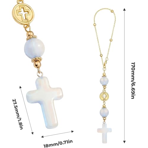 Heran Crystal Cross Car Rear View Mirror Ornament - Moonlight Blue