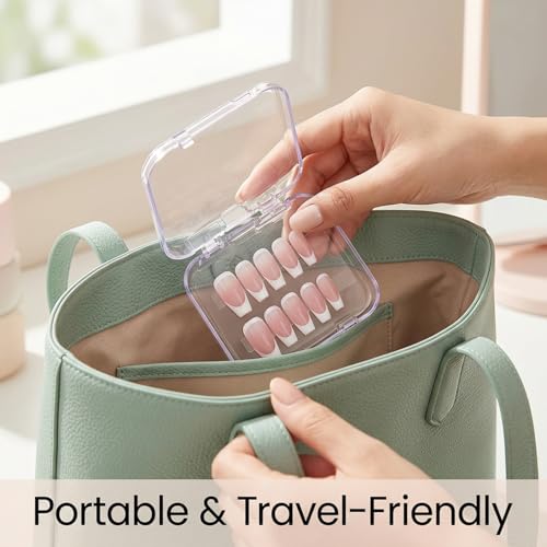 10 Clear Press-On Nail Storage Boxes with Adhesive Strips