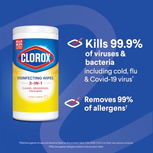 Clorox Disinfecting Wipes Crisp Lemon 75 Count Pack of 2 - Bleach Free, School & Home Use