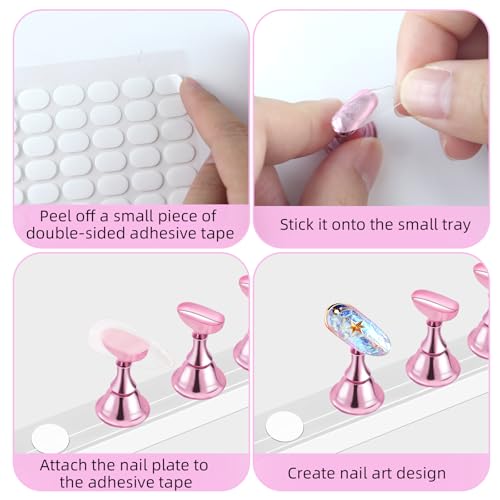 TKYZMS Magnetic Acrylic Nail Stand Set for Press On Nails with Tape