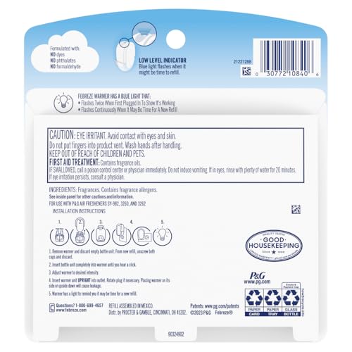 Febreze Plug In Air Freshener, Odor-Fighting Scented Oil Refill, Japanese Cherry Blossom, 2 Refill