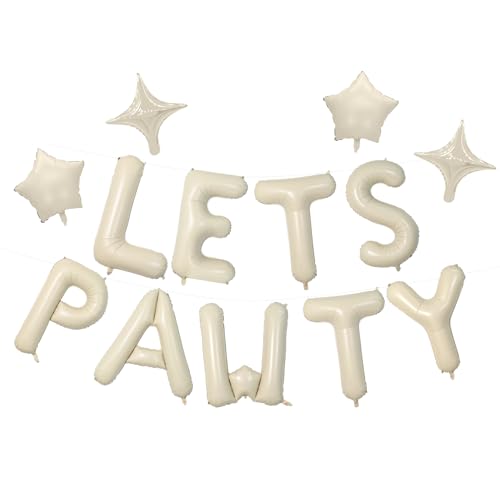 Beige Let's Pawty Balloons Banner - 16 Inch Dog Birthday Decor