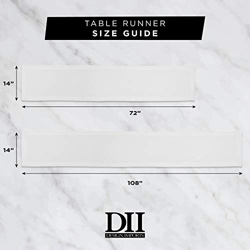 DII Jute Burlap Table Runner 14x108" - Double Border Blue