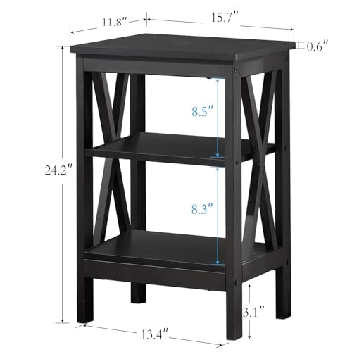 VECELO Modern Nightstands X-Design Side End Table Night Stand with Storage Shelf for Bedroom,Living Room,
