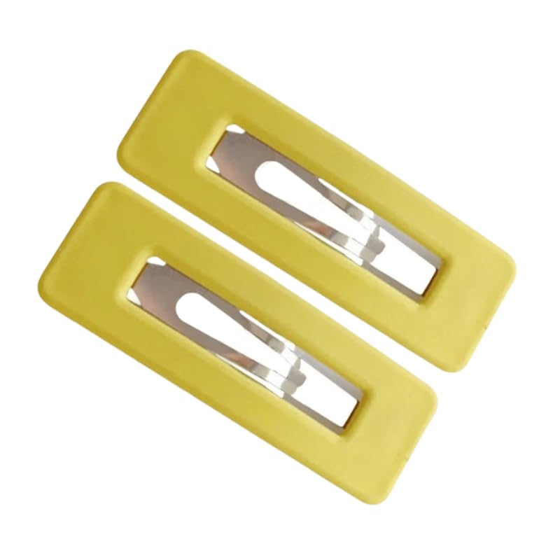 Dwuww Matte Yellow Square Hair Clips 2-Piece Set for Women