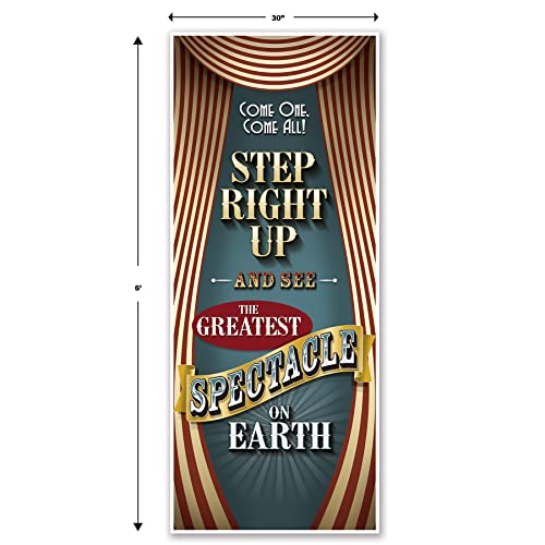 Beistle 2-Piece Vintage Circus Door Covers, Circus Themed Party Decorations, Fun Fair Themed Party Supplies, Carnival Halloween Party Accessories, 30" x 6'