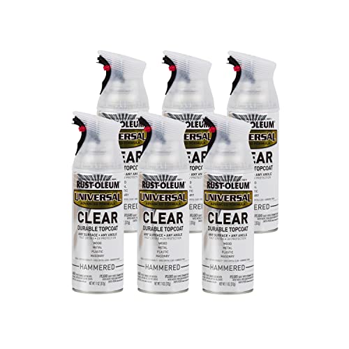 Rust-Oleum Universal Clear Topcoat Spray - 11 Ounce Pack of 6, Hammered Finish