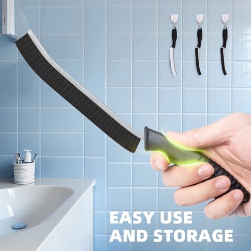 Black 3-Pack Hard Bristle Crevice Cleaning Brushes for Grout & Tight Spaces