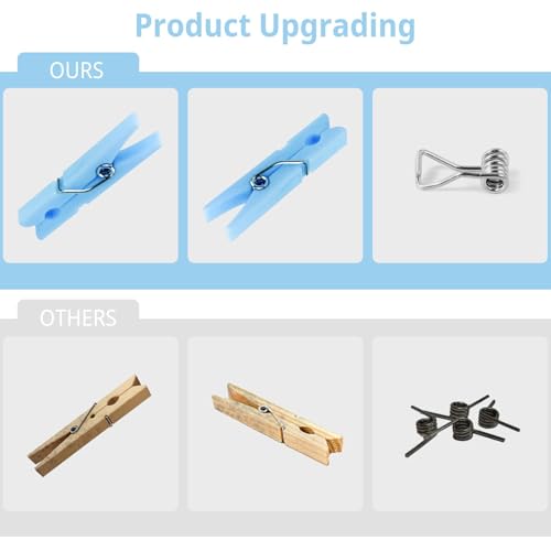 50 Blue Mini Plastic Clothespins for Clothing Photos & Crafts - 1.32 Inch (KKUADCEHI)