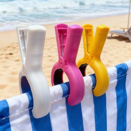 10 Pcs Beach Towel Clips for Chairs - Heavy Duty Colorful Holders