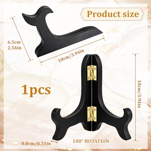 Fyntave 4-Inch Wooden Plate Display Stand, Black Decorative Easel Holder
