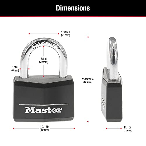 Master Lock 141Q Keyed Padlock, 4 Pack, Black Aluminum Body