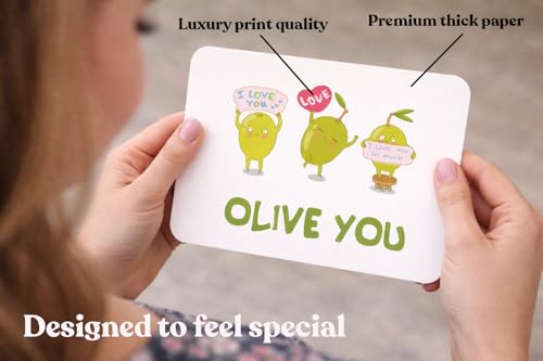 Olive You Punny Greeting Card with Envelope - Funny Romantic Card