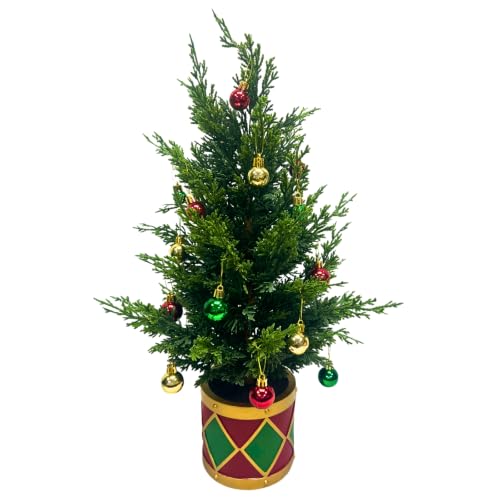 Lighted Tabletop Christmas Tree with Timer, 50 LEDs, Ornaments, 22 Inch