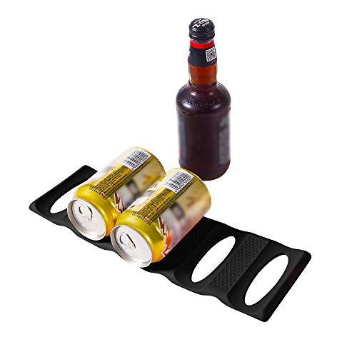 Webake Silicone Fridge Can Organizer, Stackable Bottle Rack - Black (2 Pack)