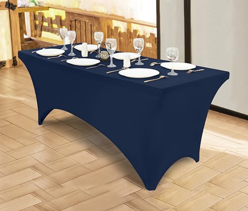 Utopia Kitchen Navy Blue Spandex Table Cloth for 6FT Tables - 1 Pack