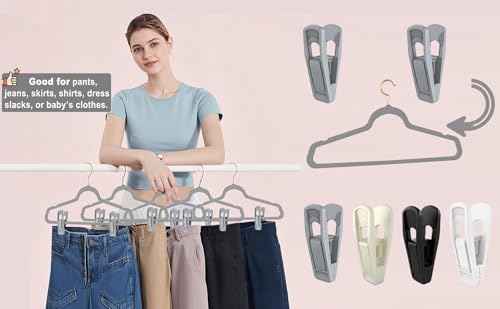 TOFIIGREM Hanger Clips Perfect for Velvet Hangers (Grey, 20 PCS),